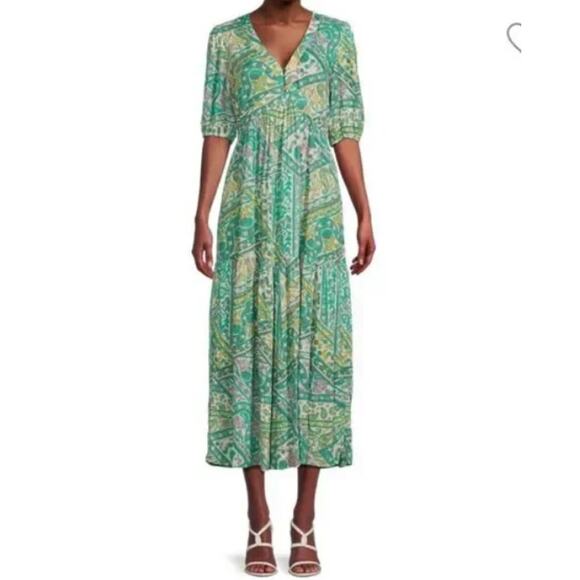 ba&sh Falba Blue Green Floral Print Maxi Sundress size 1 ( Small) - Picture 1 of 6